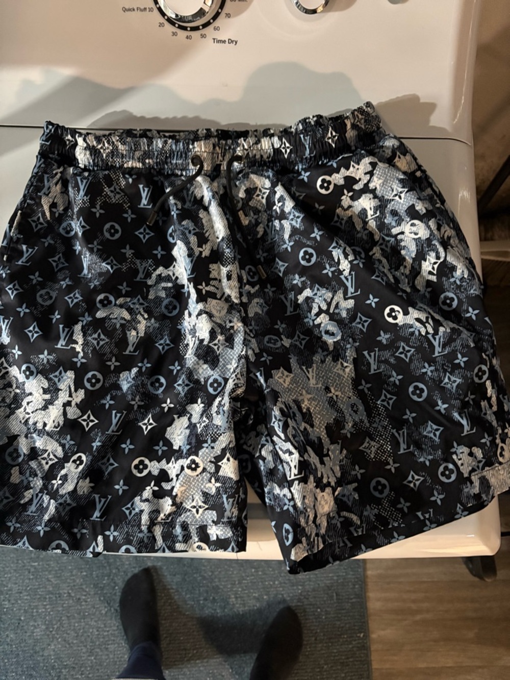 Louis Vuitton navy and White Monogram Swim Shorts - Picture 2 of 5